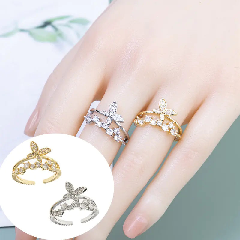 Elegant Copper Butterfly Diamond Ring