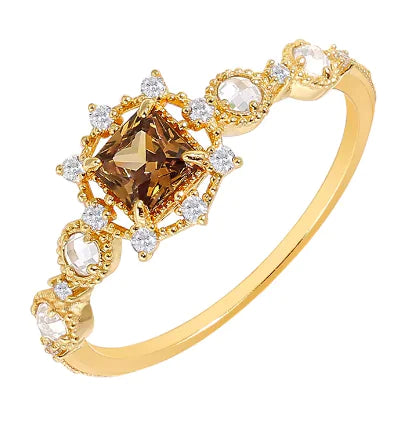 S925 Gold-Plated Garnet Elegance Ring