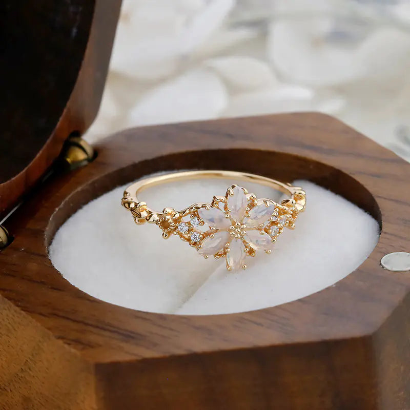 Luxury S925 Opal Zircon Halo Ring