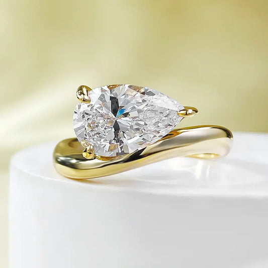 Gold Plated Pear Sapphire Ring