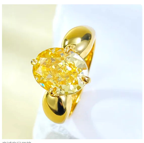 Ice Flower Yellow Diamond Silver Ring