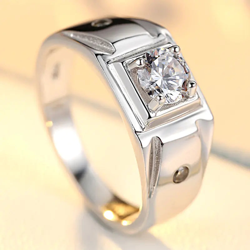 S925 Silver Diamond-Encrusted Men's Ring